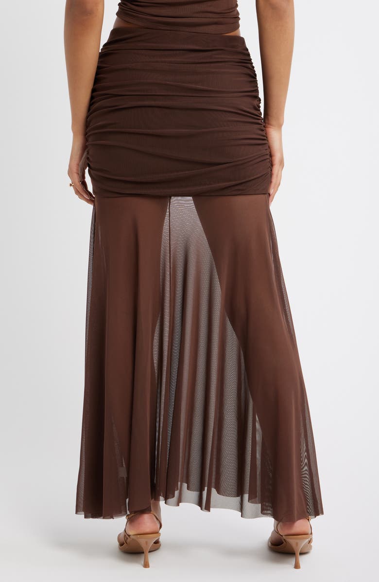 Open Edit Mesh Maxi Skirt, Alternate, color, Brown Terra