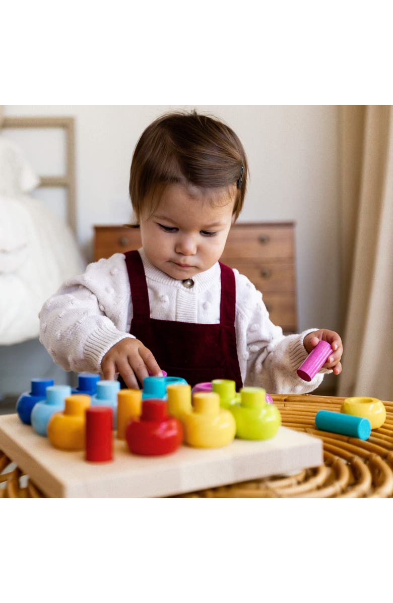 HABA Rainbow Whirls Wooden Sorting & Stacking Rings Shape Sorter, Educational Toys for 2 Year Old & Up, Color Sorting Fine Motor Toys, Made in Germany, Alternate, color, Multi