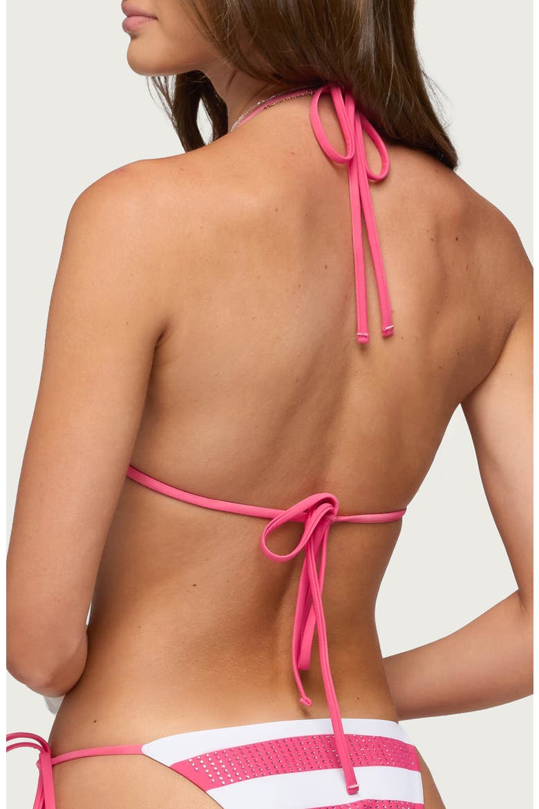 Bellie Stripe Rhinestone Bikini Top, Alternate, color, WHITE-AND-PINK