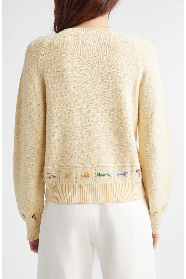Zoologist Embroidered Merino Wool & Alpaca Cardigan, Alternate, color, CREAM
