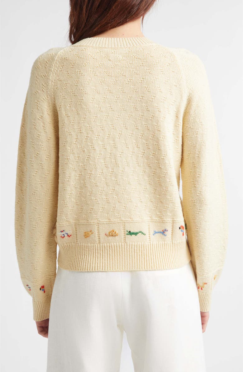 Bode Zoologist Embroidered Merino Wool & Alpaca Cardigan, Alternate, color, Cream