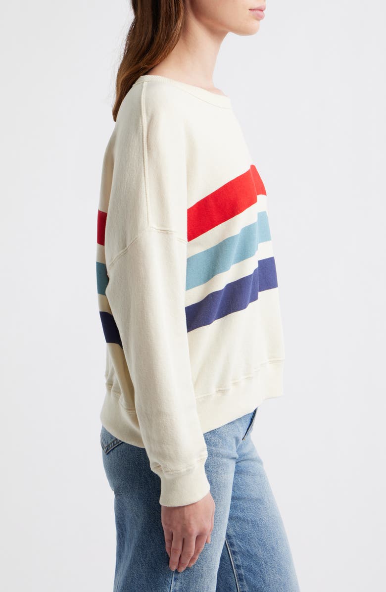 THE GREAT. The Teammate Stripe Sweatshirt, Alternate, color, Washed White