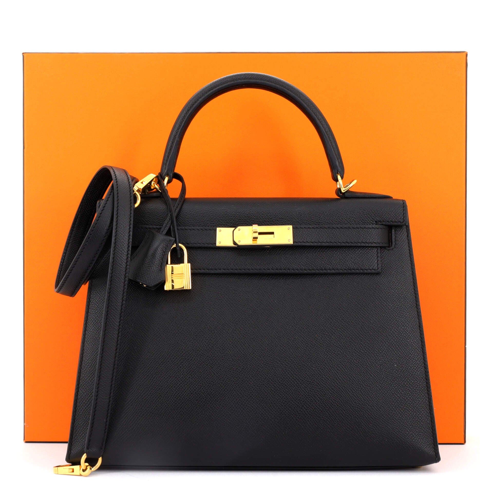 Pre-Owned Hermes Kelly Handbag Black Epsom with Gold Hardware 28, Alternate, color, Noir
