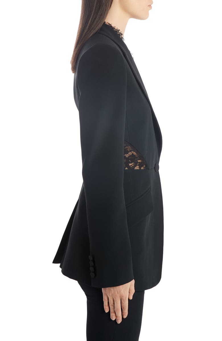 McQueen Alexander McQueen Lace Trim Leaf Crepe Corset Blazer, Alternate, color, 