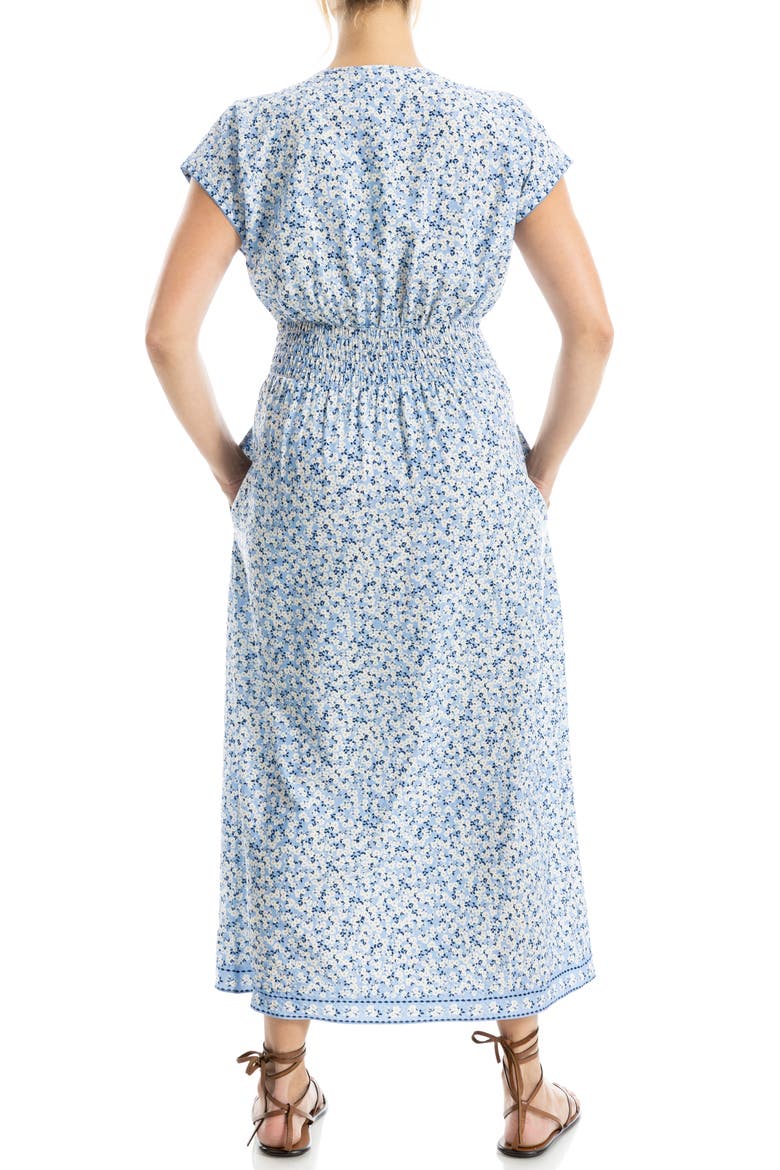 Cap Sleeve Tucked Waist Maxi Dress, Alternate, color, IVORY/ DENIM DAISY
