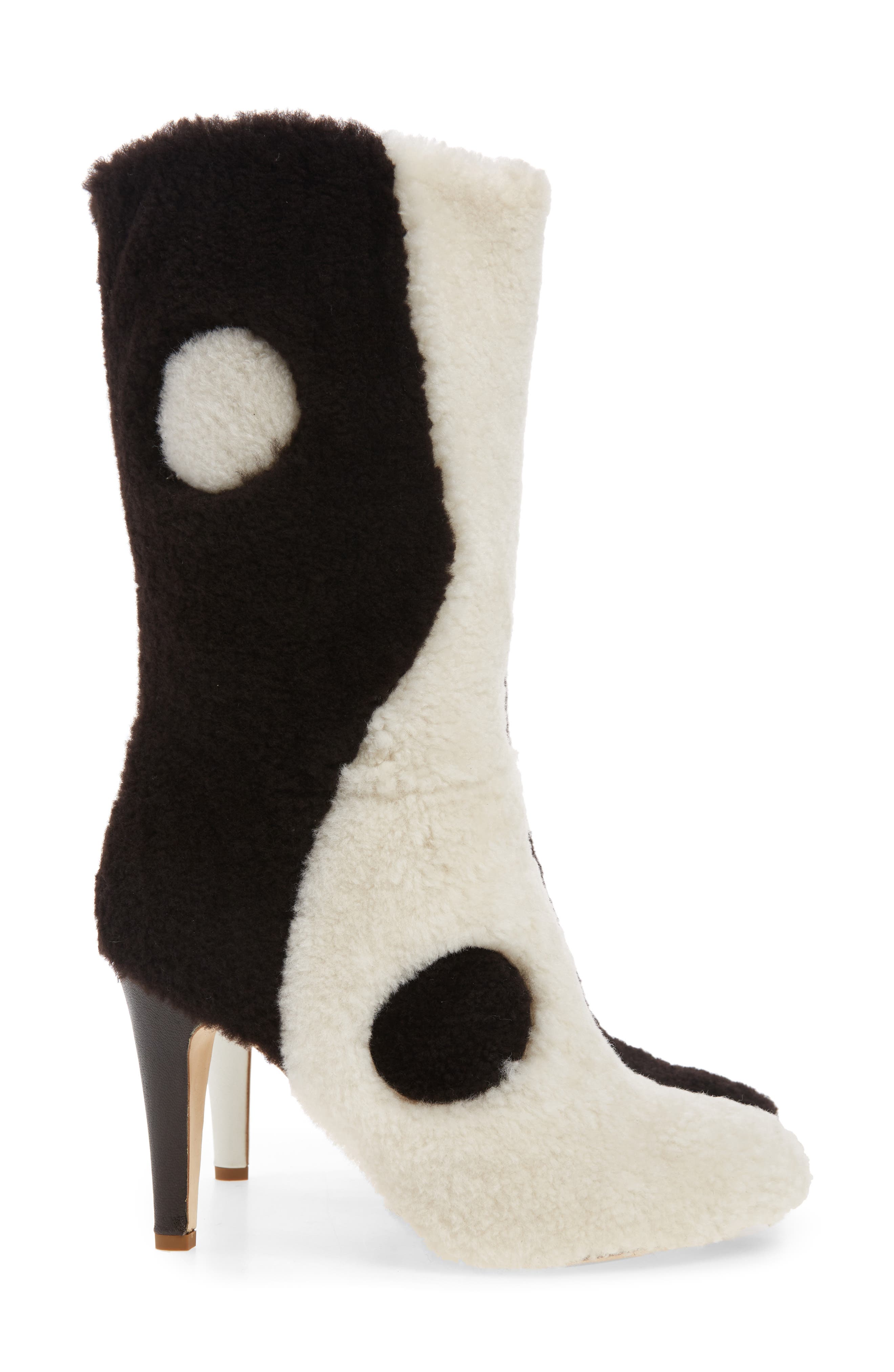 Yin Yang Genuine Shearling Boot, Alternate, color, DARK BROWN/CREAM