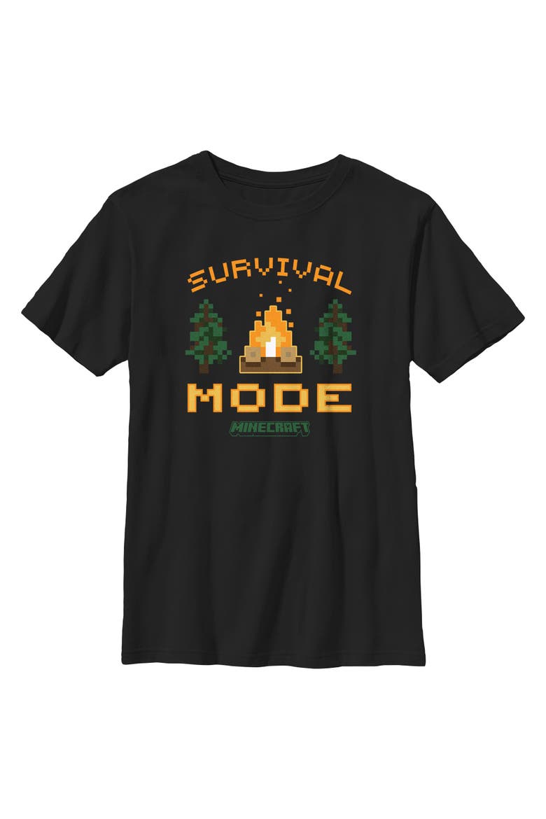 Boys Minecraft Campfire Survival Mode T Shirt, Main, color, Black