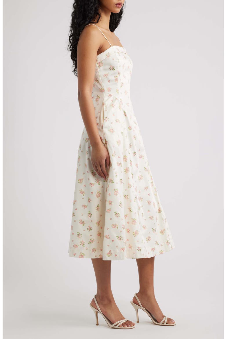 Ditsy Floral A-Line Midi Dress, Alternate, color, ECRU