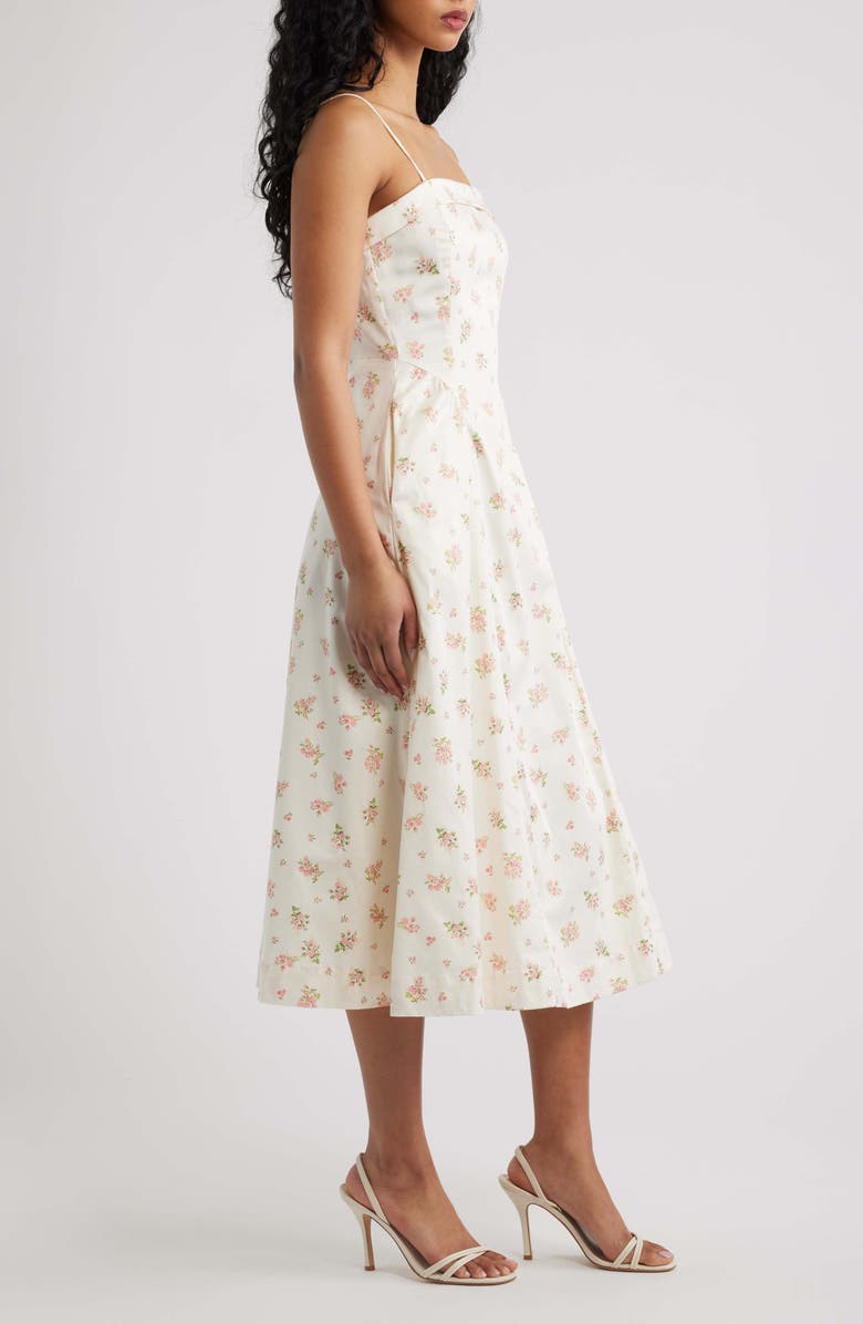 MANGO Ditsy Floral A-Line Midi Dress, Alternate, color, Ecru