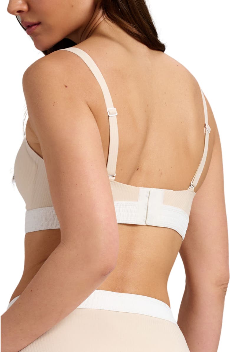 Siella Organic Cotton Rib V-Neck Foam Bra, Alternate, color, Whisper Beige