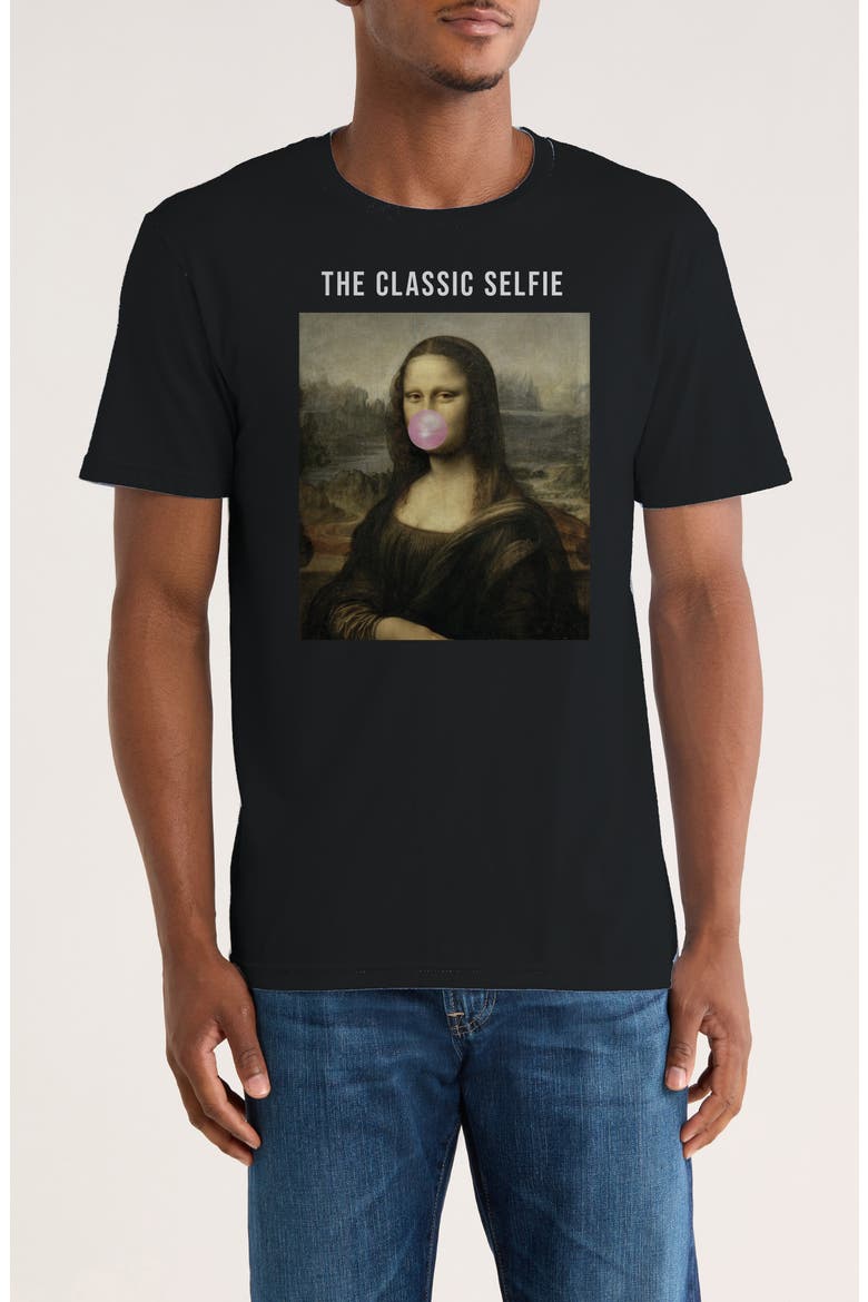 apoh Da Vinci Selfie Graphic T-Shirt, Main, color, BLACK