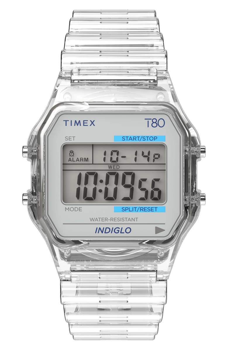 Timex<sup>®</sup> Timex T80 34mm Resin Strap Watch, Main, color, Grey