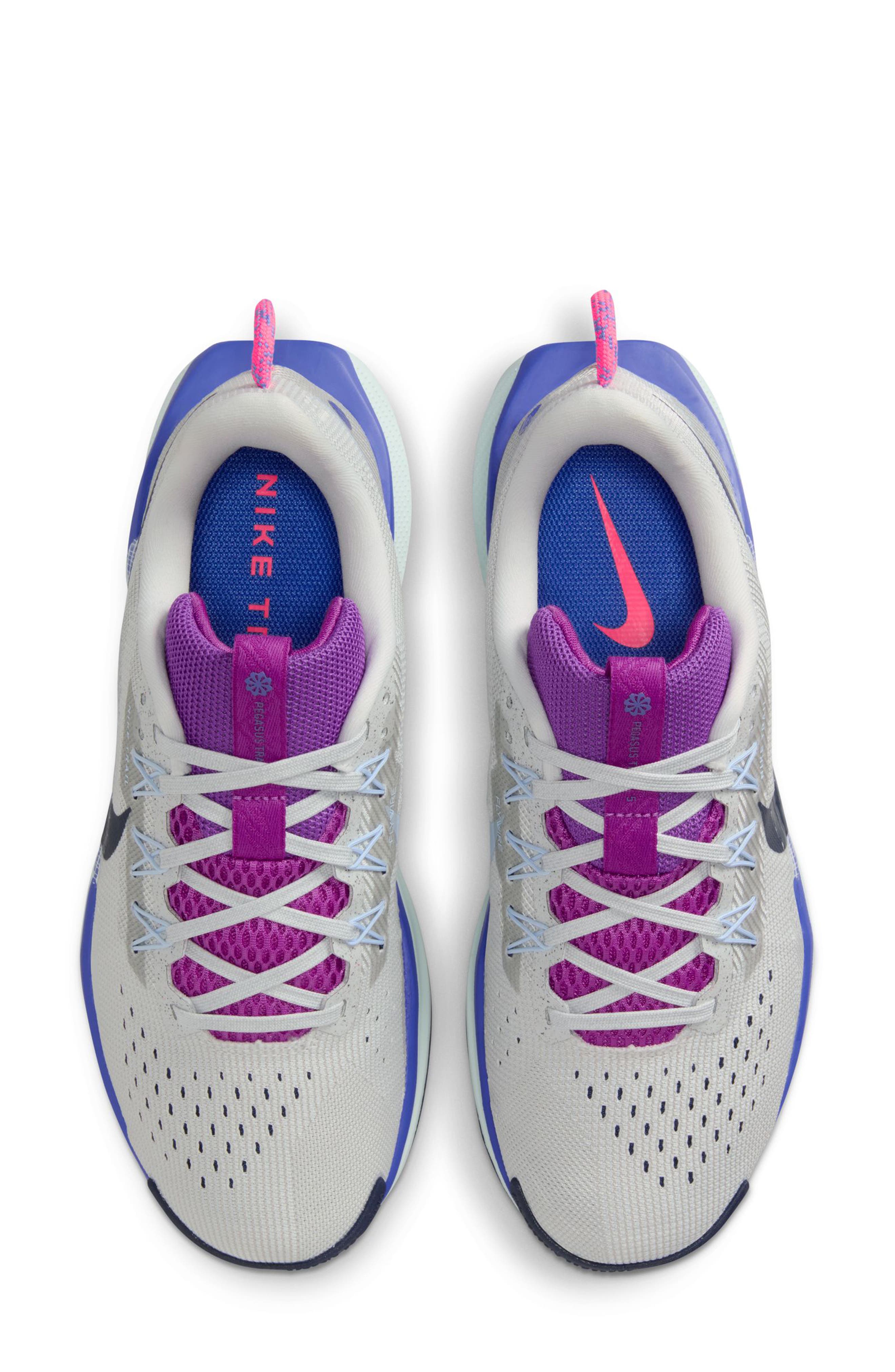 ReactX Pegasus 5 Trail Running Shoe, Alternate, color, PLATINUM/ PLUM DUST/ NAVY