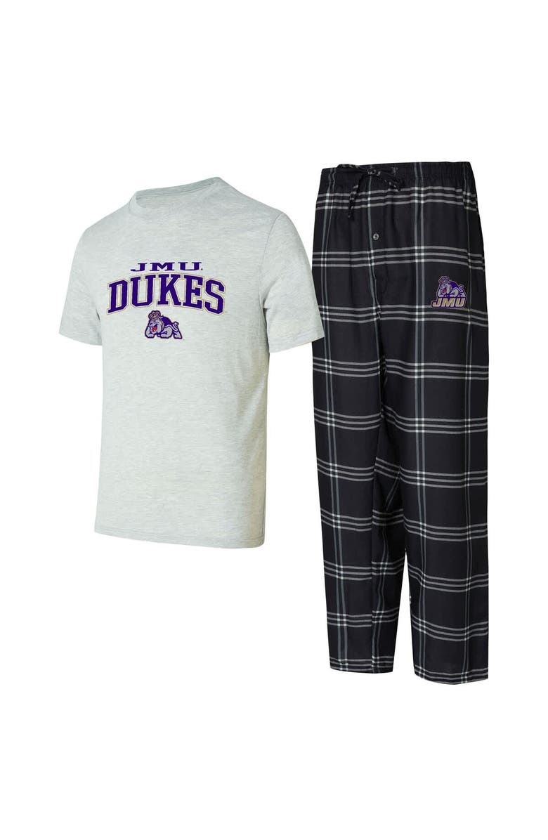 CONCEPTS SPORT Men's Concepts Sport Black/Gray James Madison Dukes T-Shirt & Pants Sleep Set, Main, color, Black