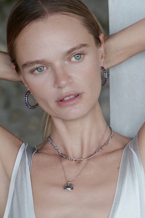 Classicharms Serena Molten Gemstone Hoop Earrings In Blue