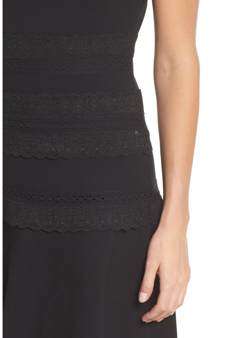 Sophie Sleeveless Lace Trim Dress, Alternate, color, BLACK