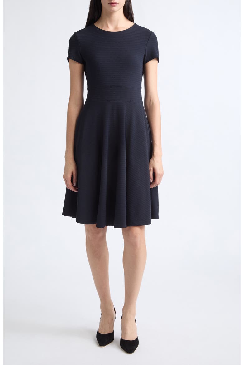 Short Sleeve A-Line Dress, Main, color, NAVY
