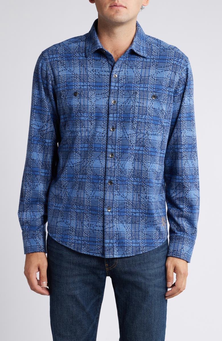 Tommy Bahama Fireside Fronds Plaid Strech Flannel Button-Up Shirt, Main, color,
