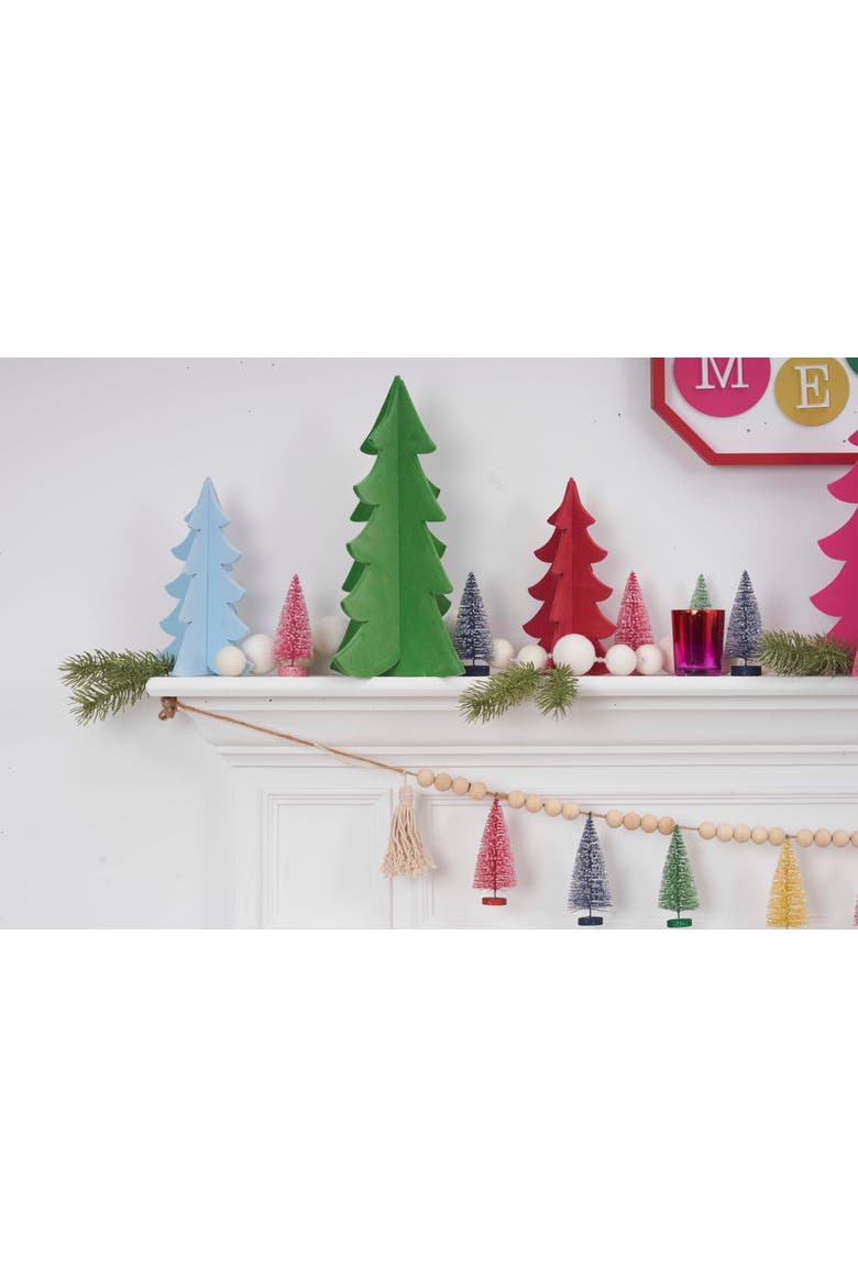 Flocked Sky blue Tree Figurine Set of 2, Alternate, color, Blue