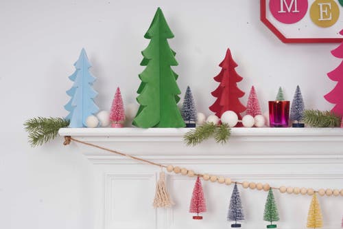 Carol & Frank Flocked Sky Blue Tree Figurine Set Of 2 In Blue