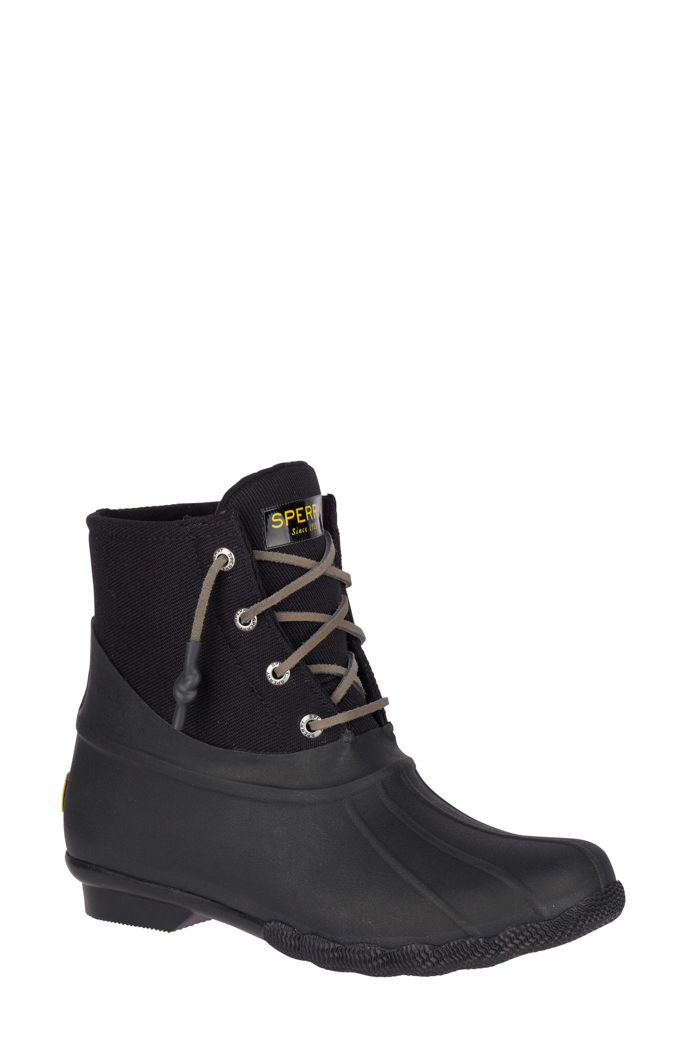 Saltwater Waterproof Rain Boot, Main, color, BLACK