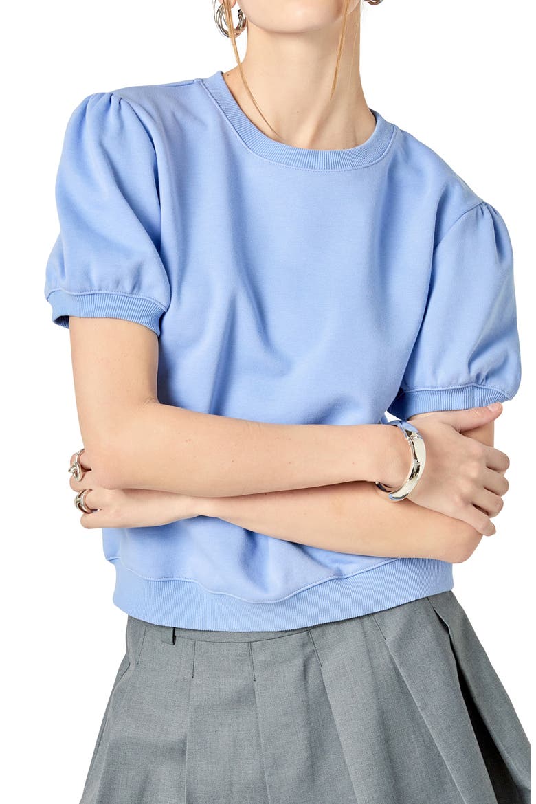 Short Sleeve French Terry Sweatshirt, Alternate, color, POWDER BLUE