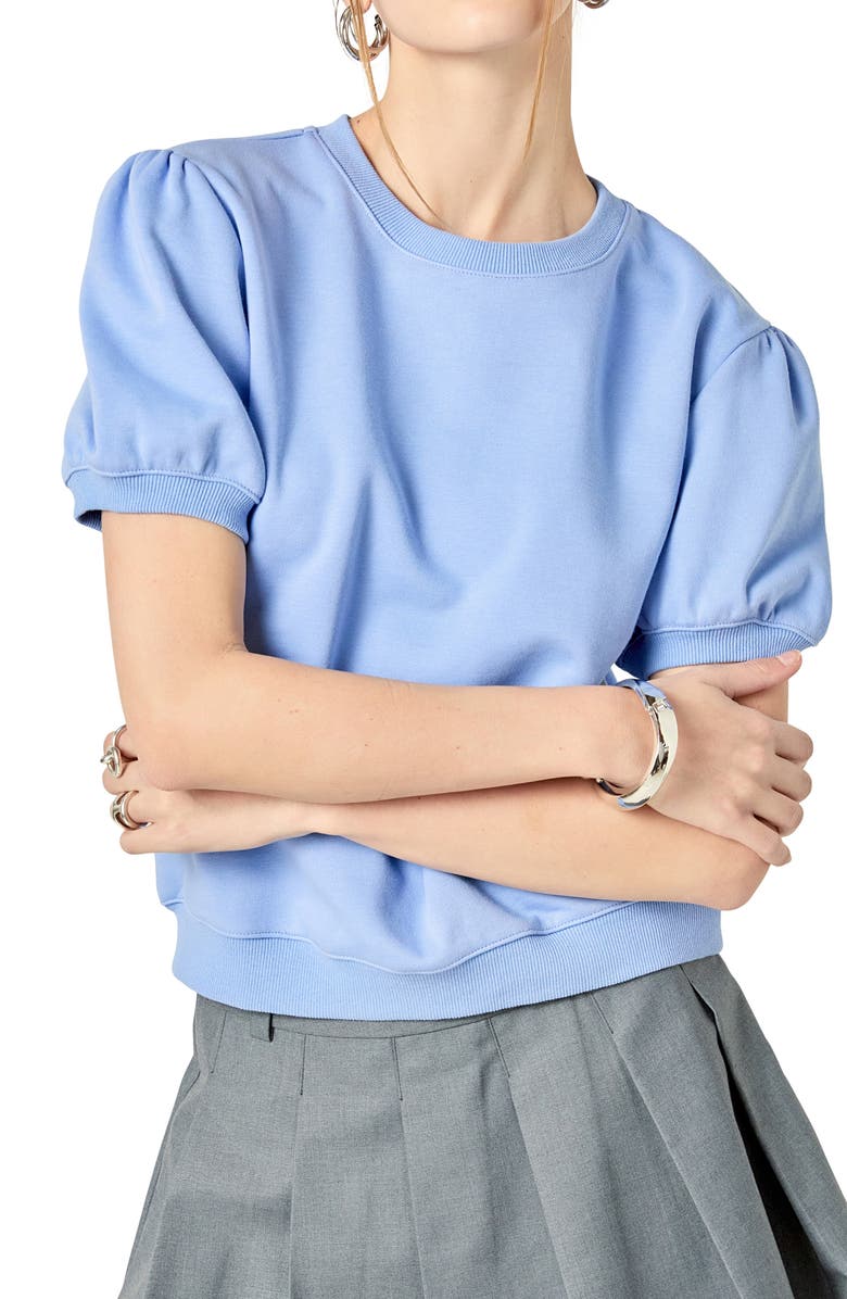 English Factory Short Sleeve French Terry Sweatshirt, Alternate, color, Powder Blue