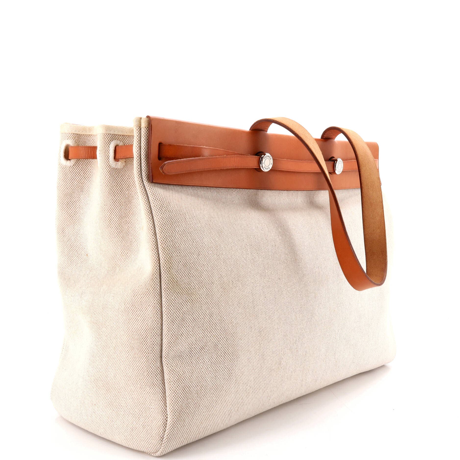 Pre-Owned Hermes Herbag Cabas Toile and Leather MM, Alternate, color, 