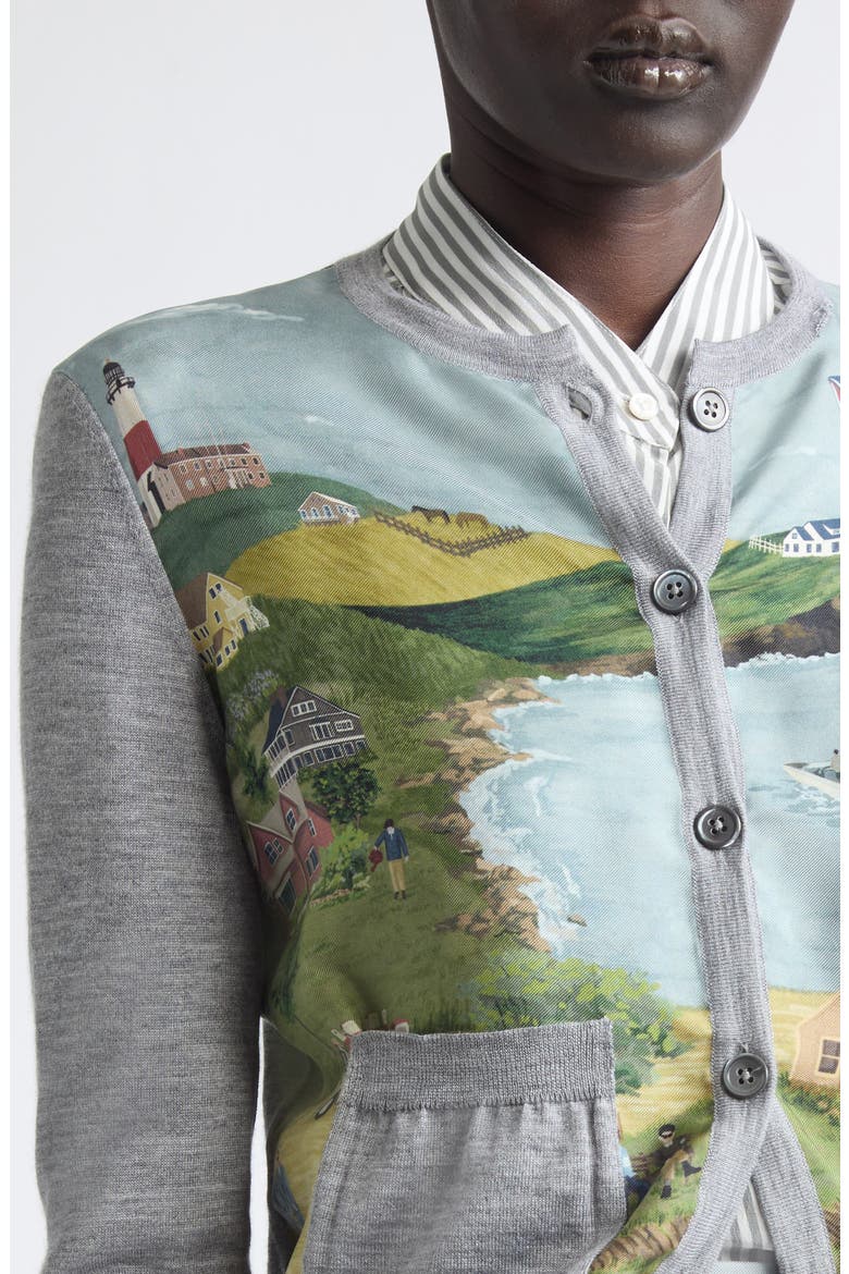 Nantucket Scenic Jersey Stitch Cardigan, Alternate, color, LIGHT GREY