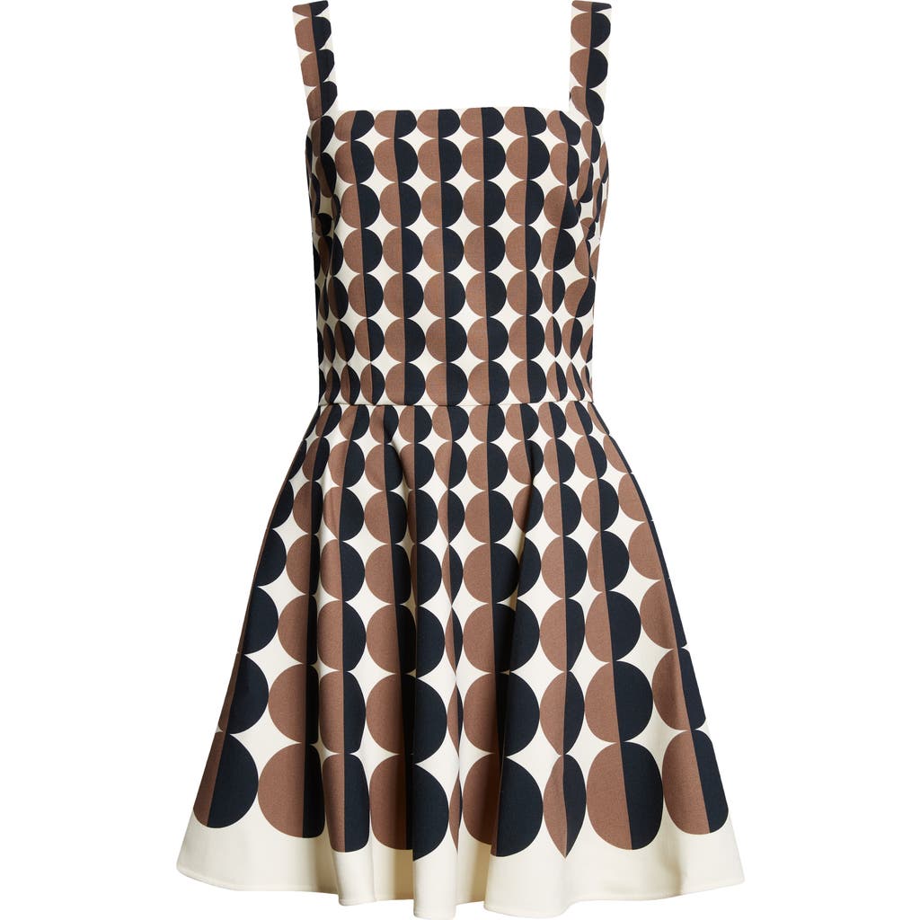 OSCAR DE LA RENTA OSCAR DE LA RENTA GEO PRINT FIT & FLARE DRESS