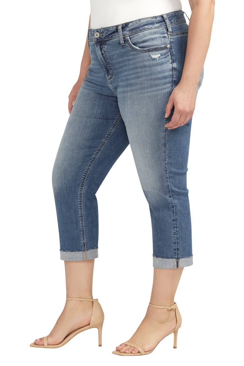 Elyse Luxe Stretch Distressed Capri Jeans, Alternate, color, INDIGO