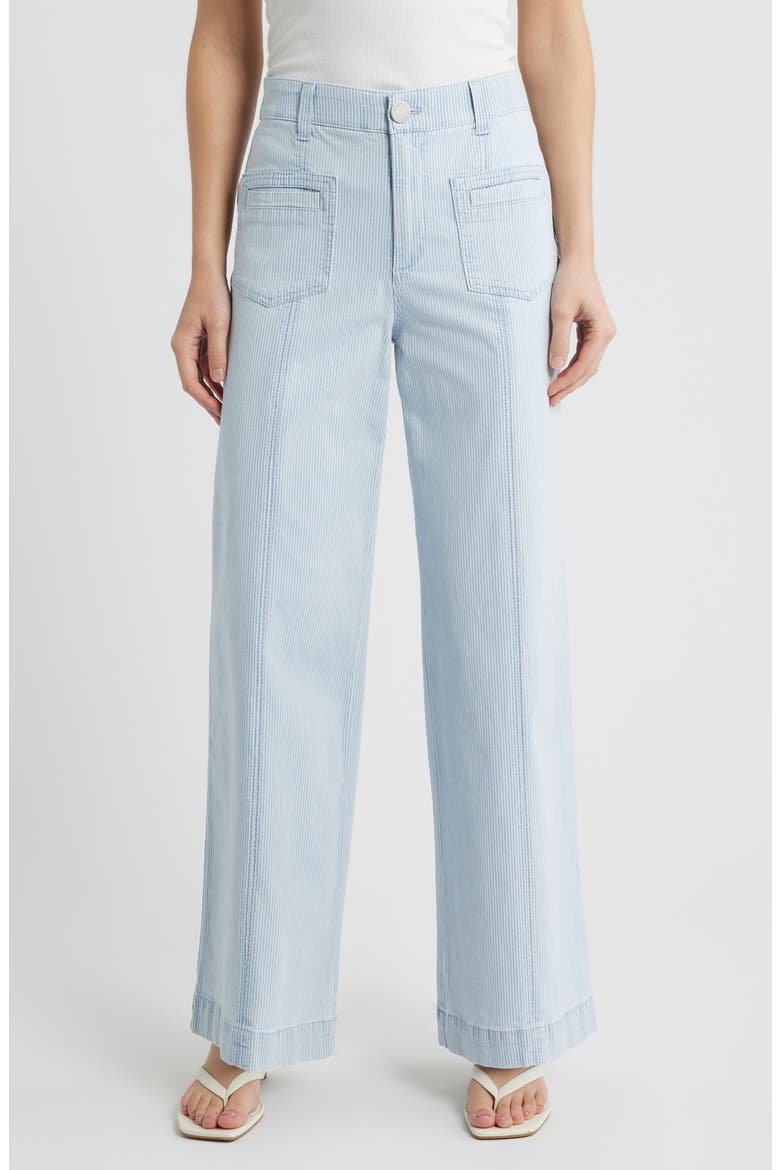 Skyrise Stripe Patch Pocket Wide Leg Pants, Main, color, POWDER BLUE