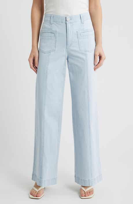 Skyrise Stripe Patch Pocket Wide Leg Pants