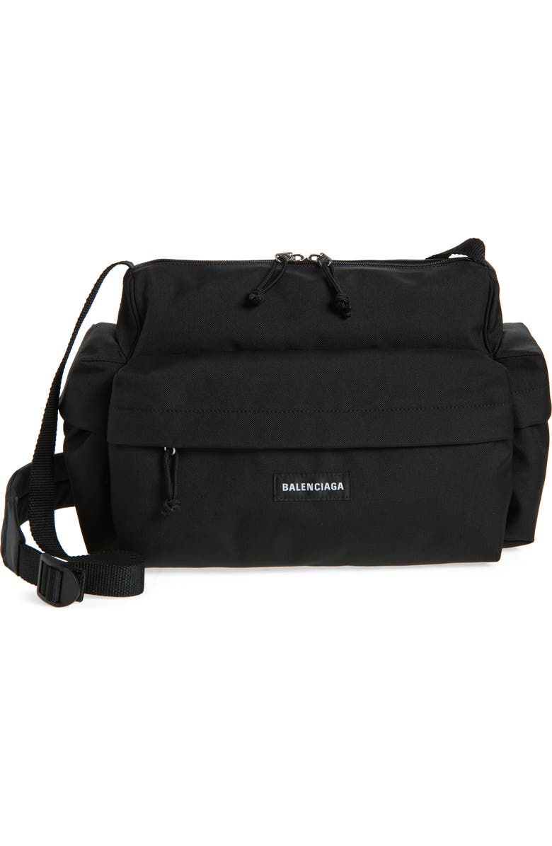 Balenciaga Small Explorer Multipocket Canvas Weekend Bag, Main, color, Black