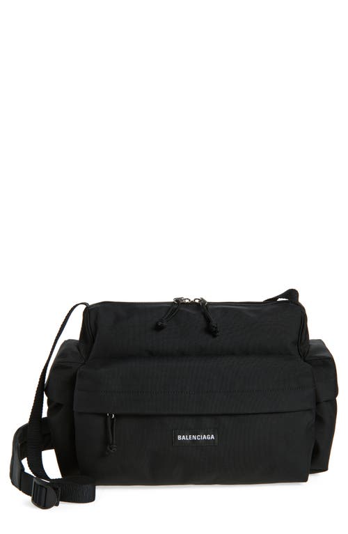 Balenciaga Small Explorer Multipocket Canvas Weekend Bag In Black