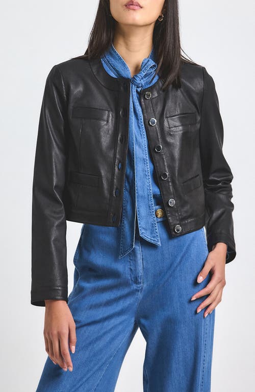 Derek Lam 10 Crosby Penny Crop Stretch Leather Jacket In Black