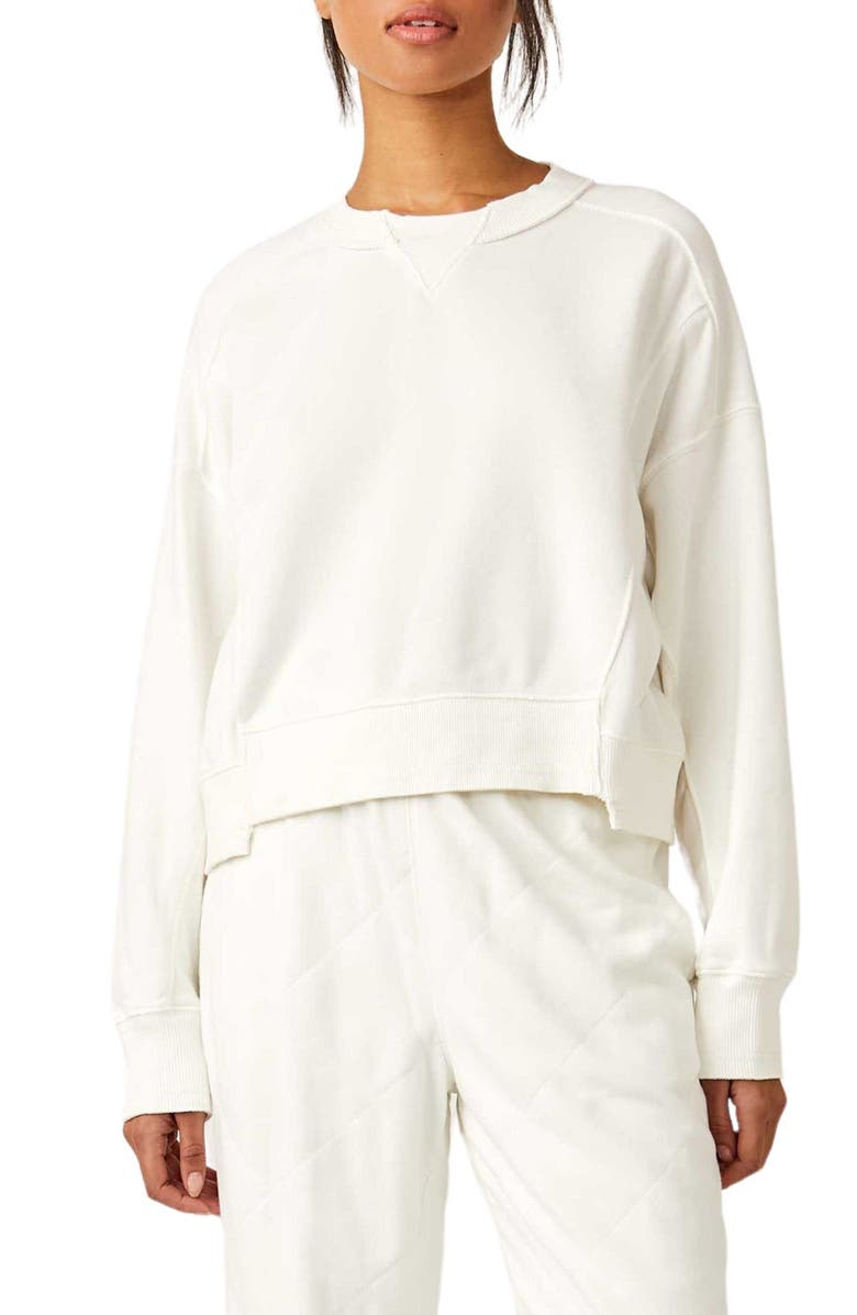 Free People FP Movement Intercept Cotton Blend Sweatshirt, Main, color, White