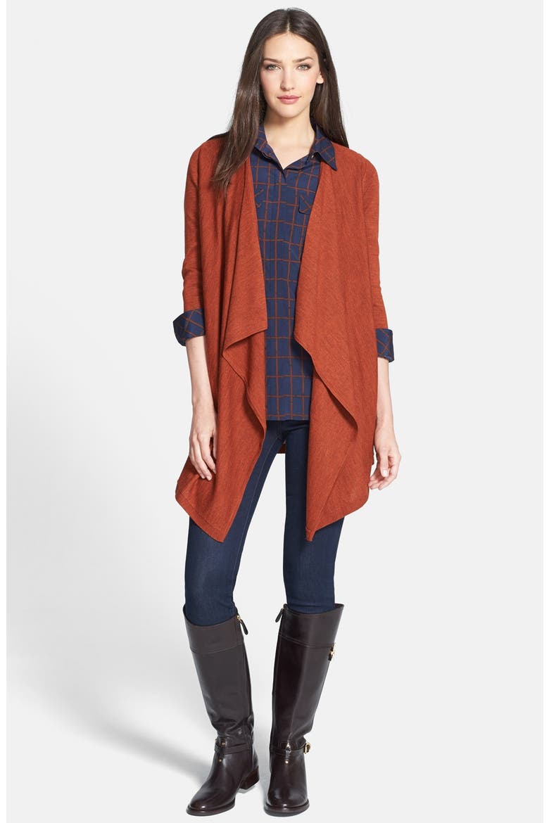 'Vreni' Merino Wool Cardigan, Alternate, color, RUST MELANGE