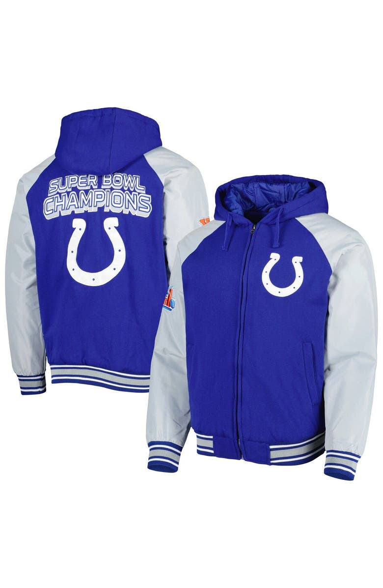 G-III SPORTS BY CARL BANKS Men's G-III Sports by Carl Banks Royal Indianapolis Colts Defender Raglan Full-Zip Hoodie Varsity Jacket, Main, color, Royal