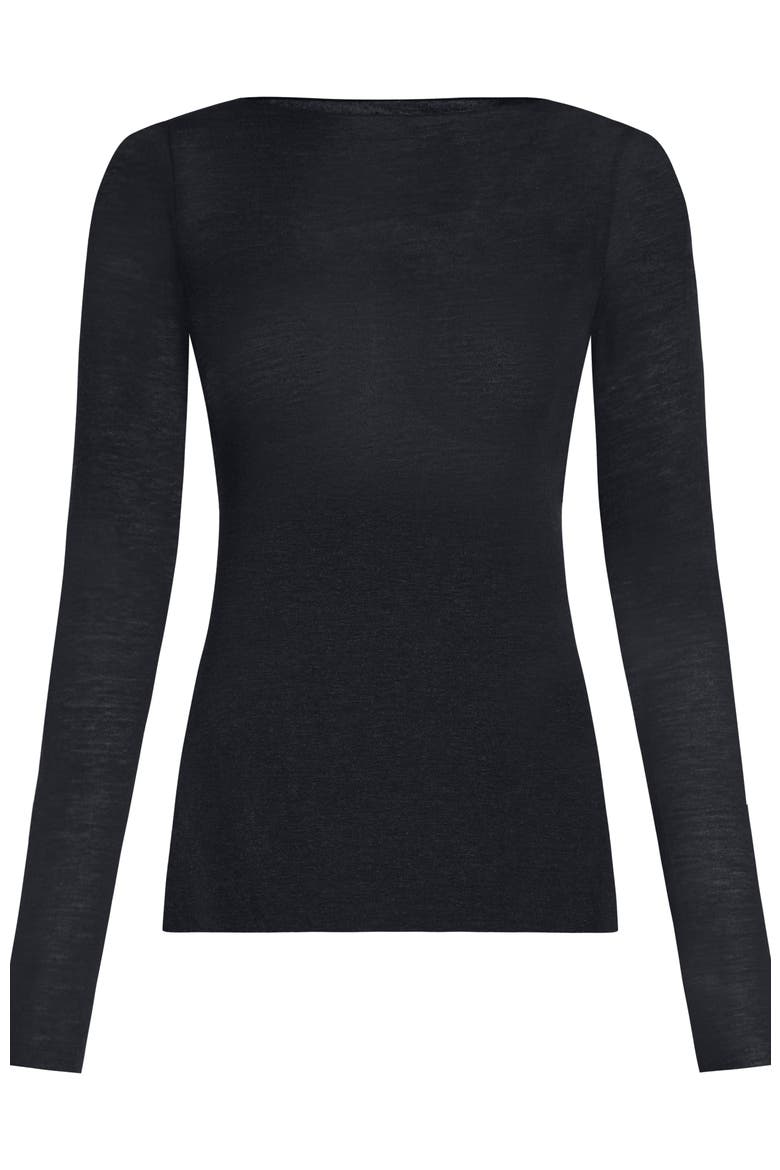 Super Soft Boatneck Shirt With Cashmere, Alternate, color, Black
