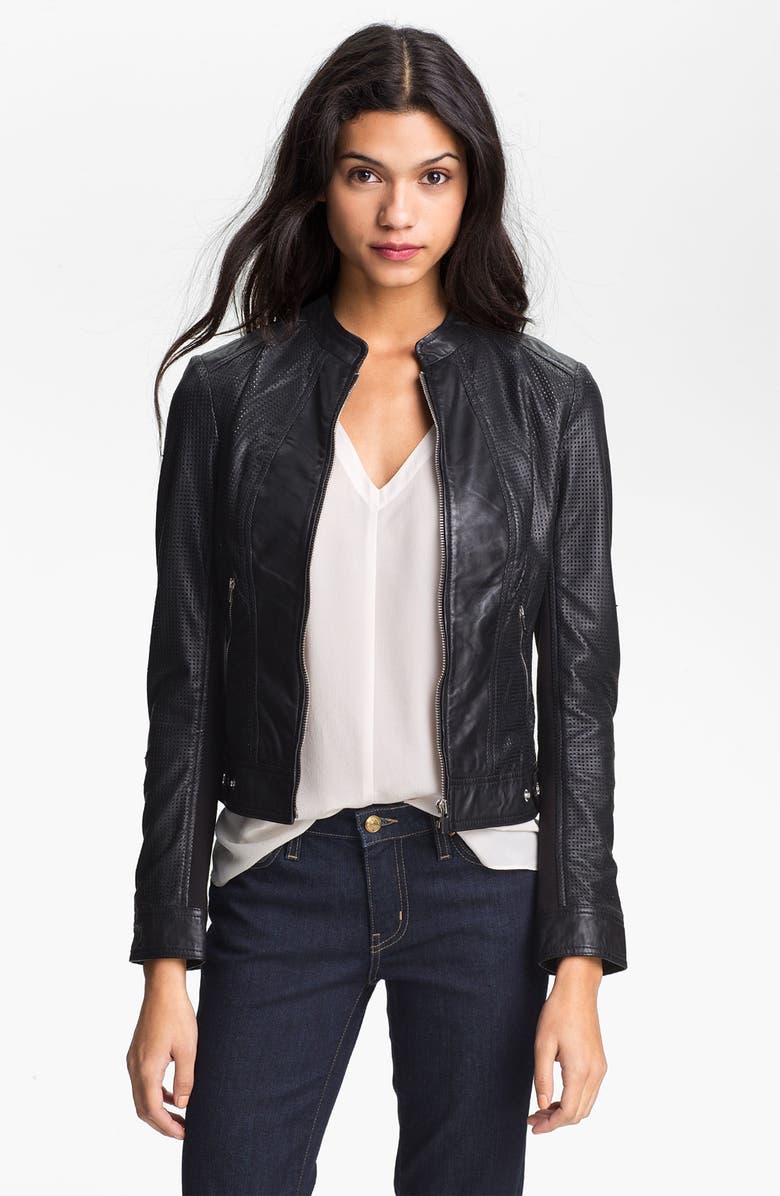 LAMARQUE Perforated Leather Moto Jacket, Main, color, 