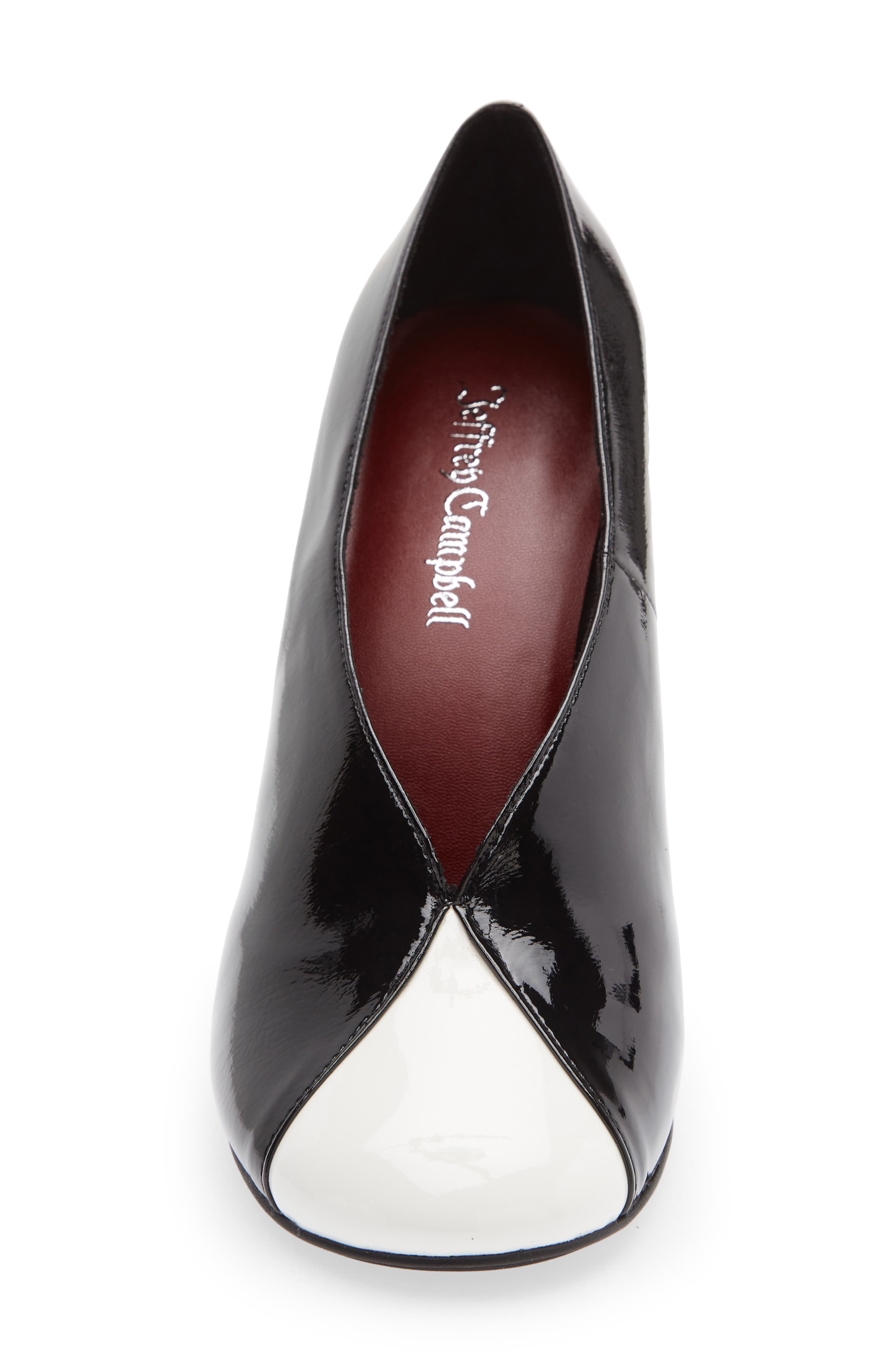 Amusing Pump, Alternate, color, BLACK WHITE PATENT