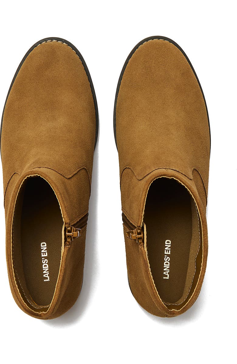 Lands' End Detailed Suede Zip Ankle Booties, Alternate, color, Tuscan Brown