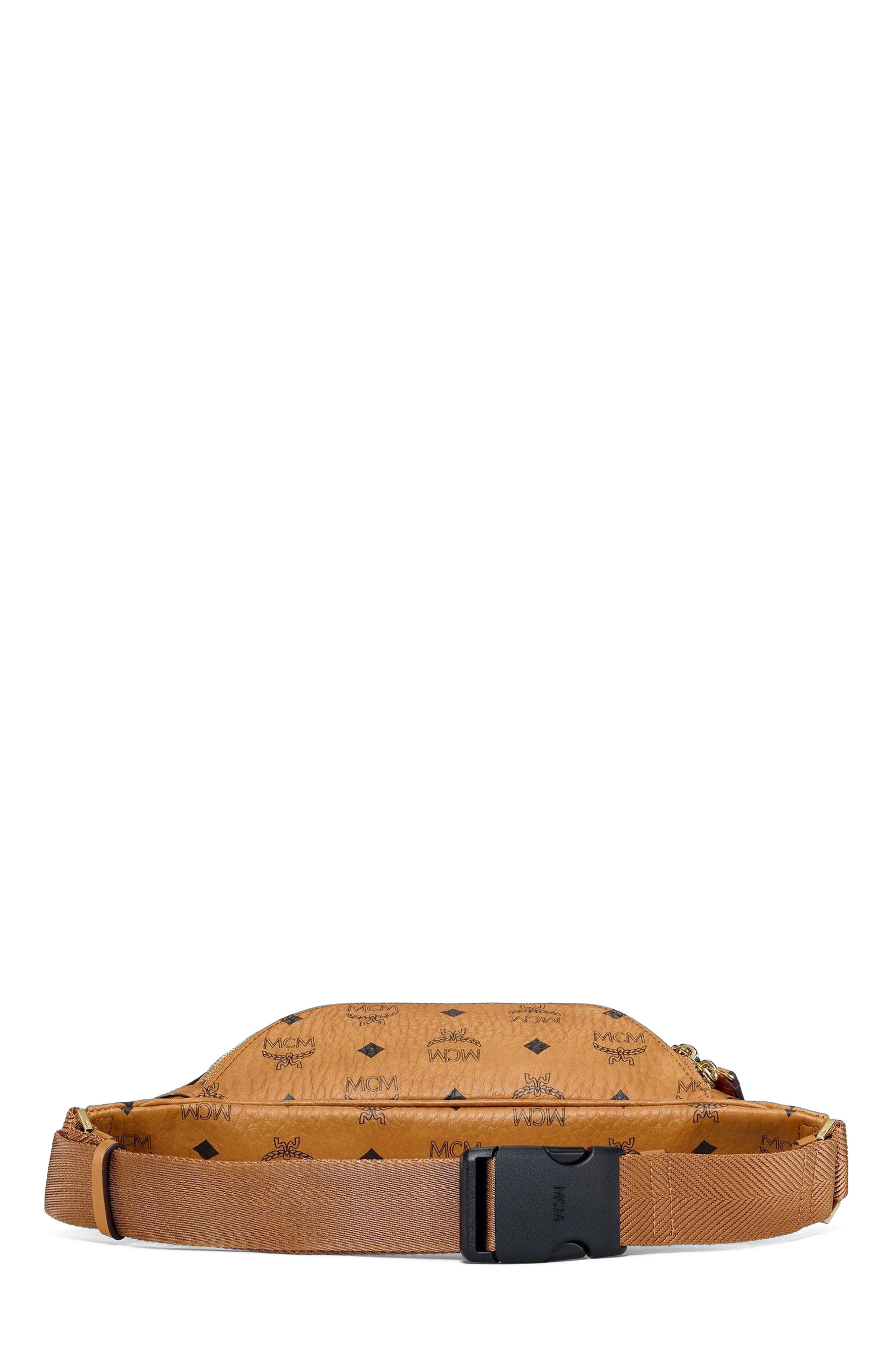 MCM Fursten Belt Bag in Visetos, Alternate, color, Cognac