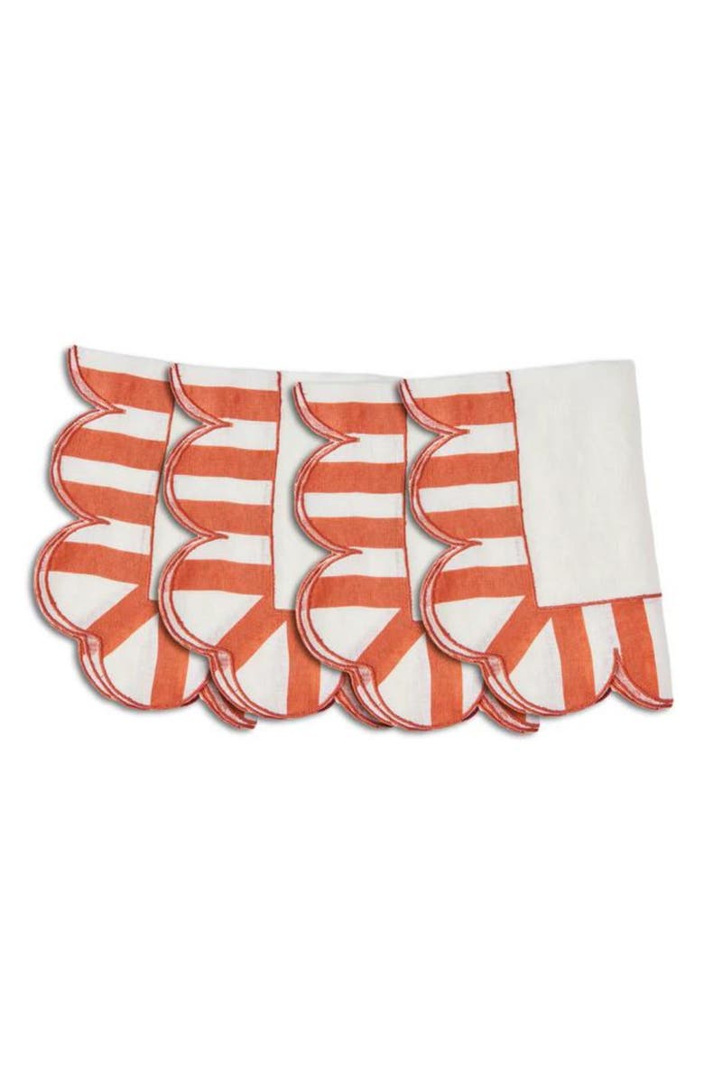 MISETTE Jardin Set of 4 Stripe Linen Napkins, Main, color, 