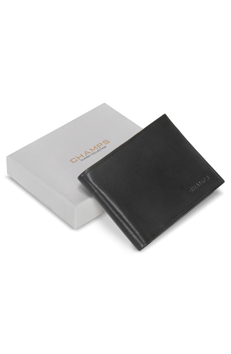 CHAMPS Classic ID Flap Leather Bifold Wallet, Alternate, color, Black