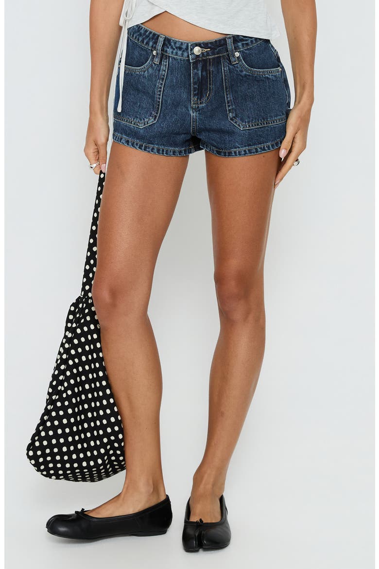 Kirkes Cargo Micro Denim Shorts, Main, color, MID BLUE WASH