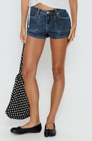 Princess Polly Kirkes Cargo Micro Denim Shorts