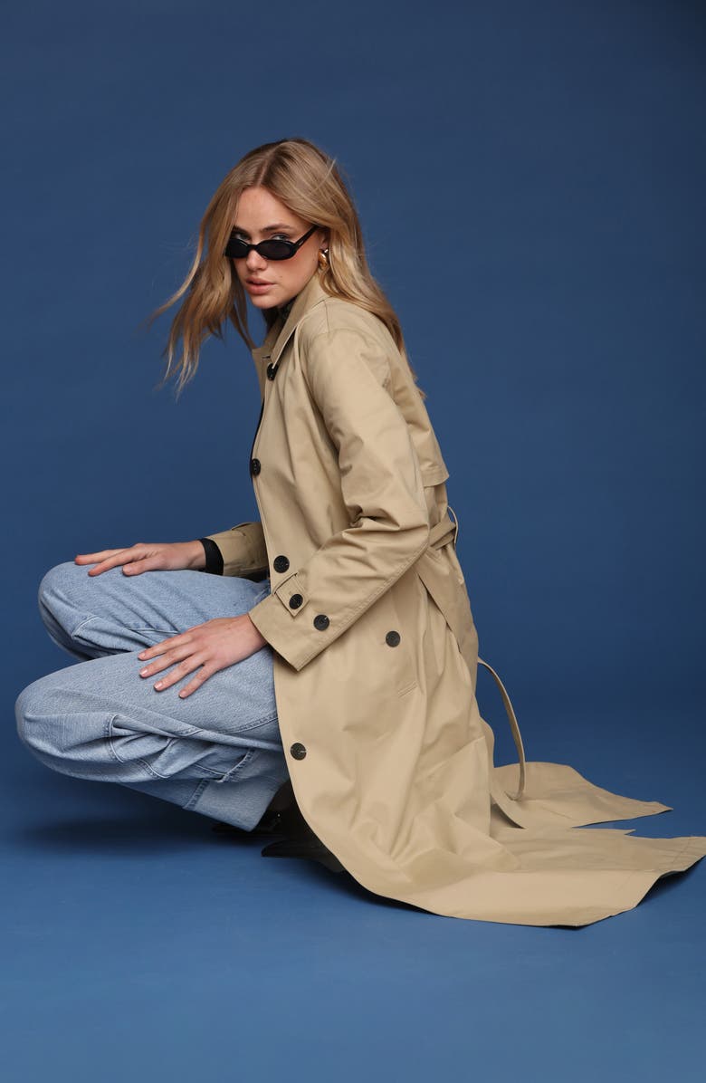 Avec Les Filles Belted Longline Trench Coat, Alternate, color, Khaki