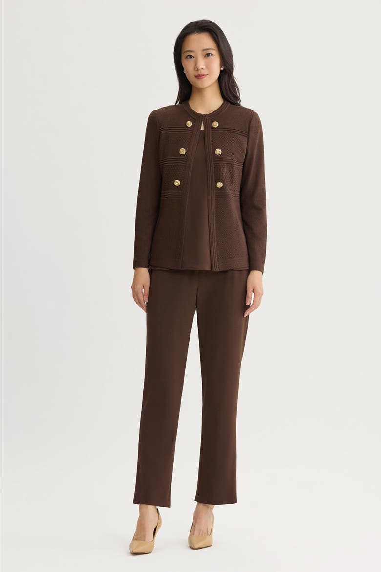 Pointelle Tonal Knit Jacket, Alternate, color, Dark Umber